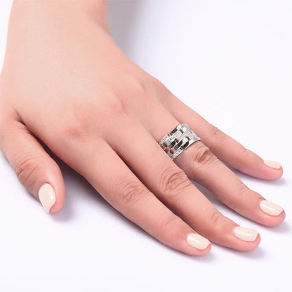 Simulated Diamond 925 Sterling Silver 1 cm Band Wedding Anniversary Ring XFR8005