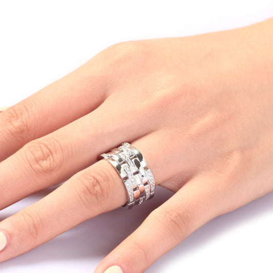 Simulated Diamond 925 Sterling Silver 1 cm Band Wedding Anniversary Ring XFR8005
