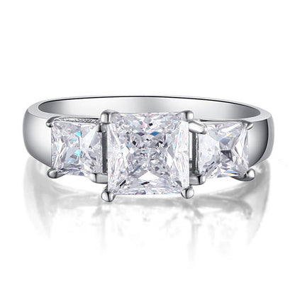 1.5 Carat 3-Stones Simulated Diamond 925 Sterling Silver Wedding Anniversary Ring XFR8008