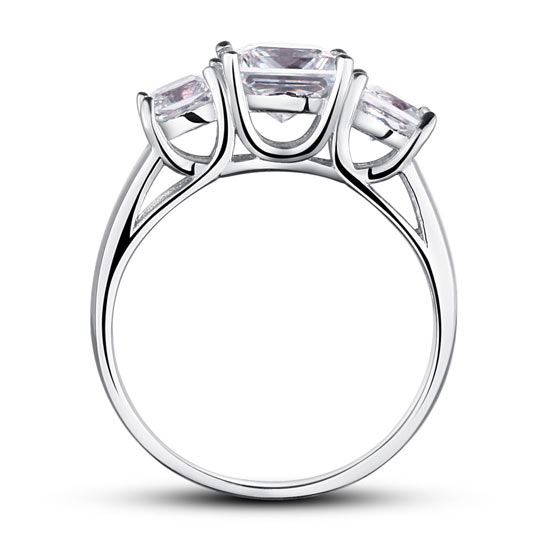 1.5 Carat 3-Stones Simulated Diamond 925 Sterling Silver Wedding Anniversary Ring XFR8008