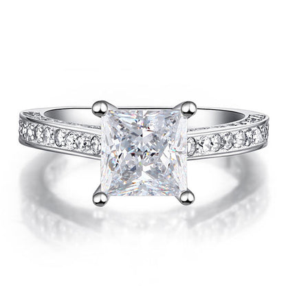 1.5 Carat Princess Cut Simulated Diamond 925 Sterling Silver Wedding Engagement Ring XFR8009
