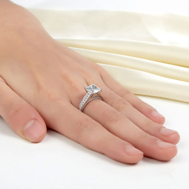 1.5 Carat Princess Cut Simulated Diamond 925 Sterling Silver Wedding Engagement Ring XFR8009