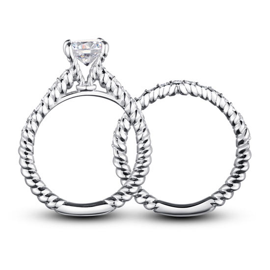 Simulated Diamond 925 Sterling Silver 2-Pcs Wedding Engagement Ring Set XFR8010