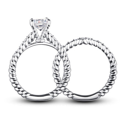Simulated Diamond 925 Sterling Silver 2-Pcs Wedding Engagement Ring Set XFR8010