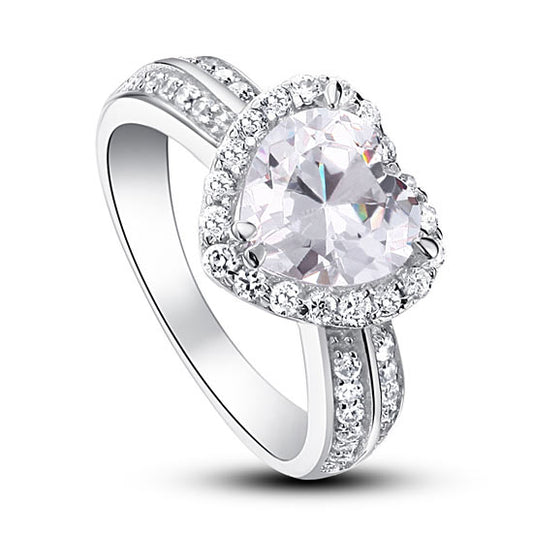 2 Carat Heart Cut Simulated Diamond 925 Sterling Silver Wedding Anniversary Ring XFR8011