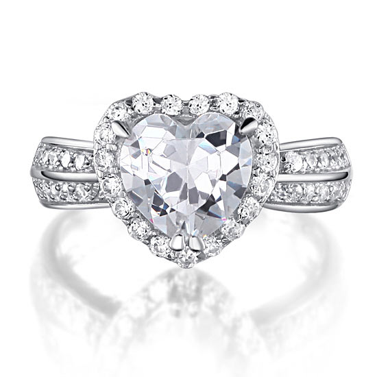 2 Carat Heart Cut Simulated Diamond 925 Sterling Silver Wedding Anniversary Ring XFR8011