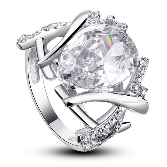 4 Carat Pear Cut Simulated Diamond 925 Sterling Silver Wedding Anniversary Ring XFR8018