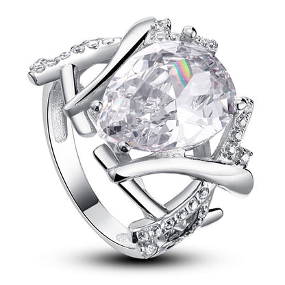 4 Carat Pear Cut Simulated Diamond 925 Sterling Silver Wedding Anniversary Ring XFR8018