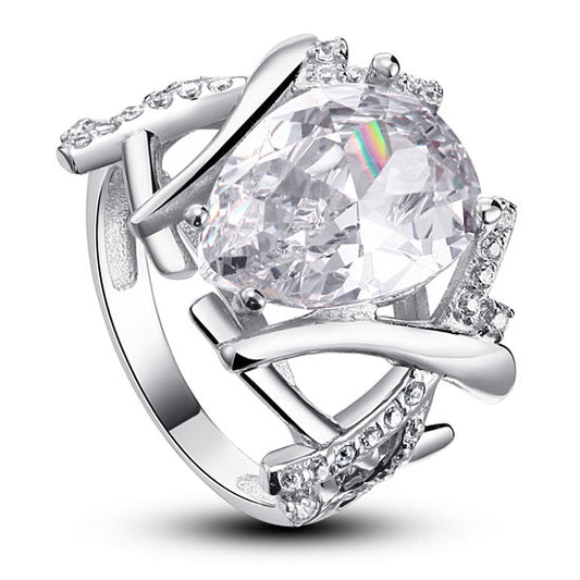 4 Carat Pear Cut Simulated Diamond 925 Sterling Silver Wedding Anniversary Ring XFR8018