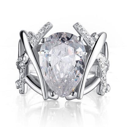 4 Carat Pear Cut Simulated Diamond 925 Sterling Silver Wedding Anniversary Ring XFR8018