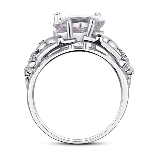 4 Carat Pear Cut Simulated Diamond 925 Sterling Silver Wedding Anniversary Ring XFR8018