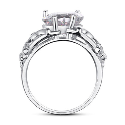 4 Carat Pear Cut Simulated Diamond 925 Sterling Silver Wedding Anniversary Ring XFR8018