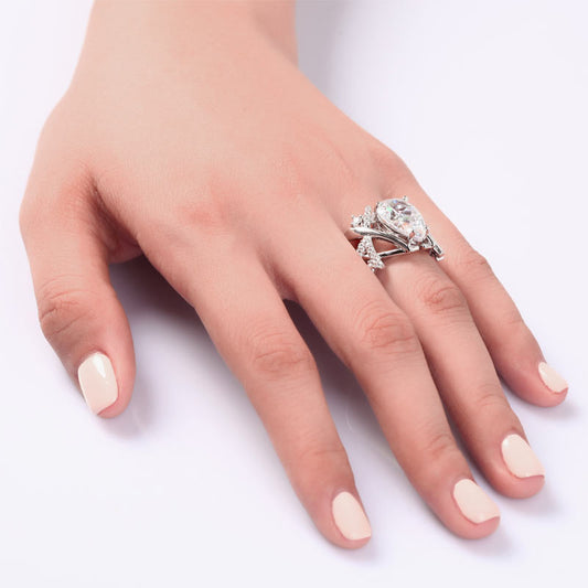4 Carat Pear Cut Simulated Diamond 925 Sterling Silver Wedding Anniversary Ring XFR8018