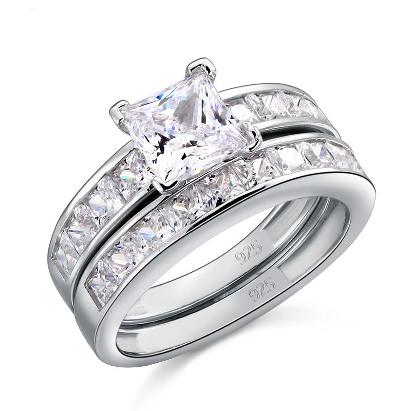1 Ct Simulated Diamond 925 Sterling Silver Wedding Engagement Ring Set XFR8020