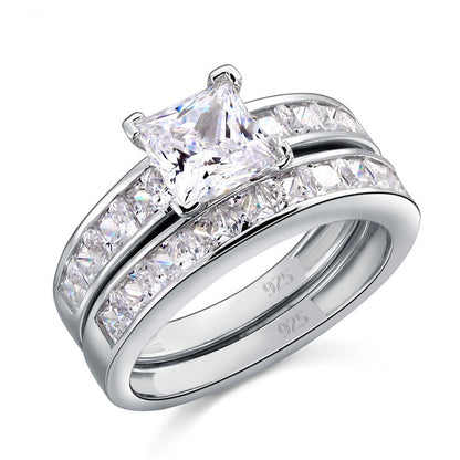 1 Ct Simulated Diamond 925 Sterling Silver Wedding Engagement Ring Set XFR8020