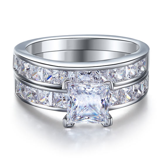 1 Ct Simulated Diamond 925 Sterling Silver Wedding Engagement Ring Set XFR8020
