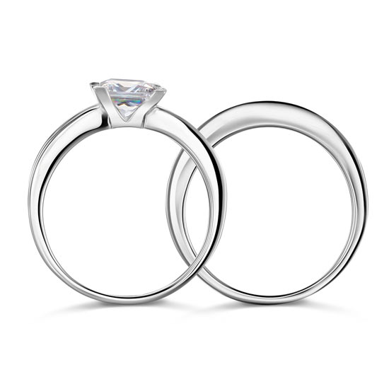 1 Ct Simulated Diamond 925 Sterling Silver Wedding Engagement Ring Set XFR8020