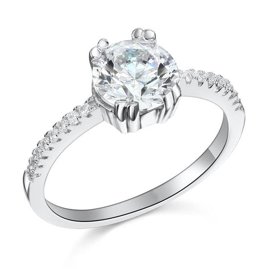 2 Carat Simulated Diamond Engagement Sterling 925 Silver Ring XFR8023