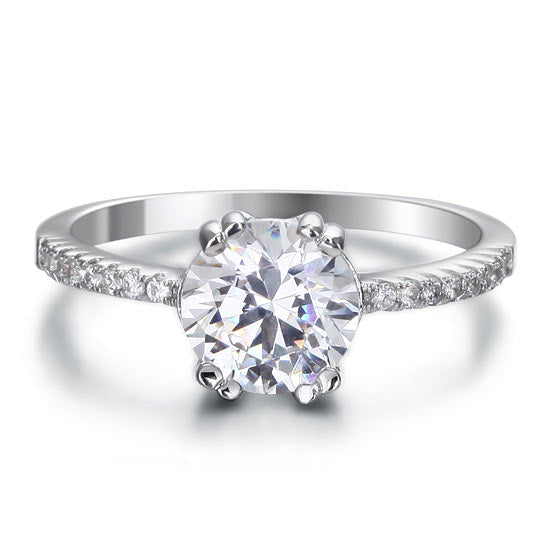 2 Carat Simulated Diamond Engagement Sterling 925 Silver Ring XFR8023