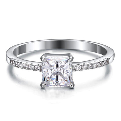 1 Carat Simulated Princess Diamond Engagement Sterling 925 Silver Ring XFR8024