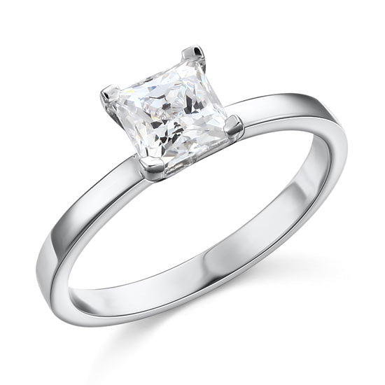1 Carat Princess Simulated Diamond Engagement Sterling 925 Silver Ring XFR8025
