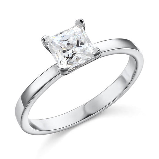 1 Carat Princess Simulated Diamond Engagement Sterling 925 Silver Ring XFR8025
