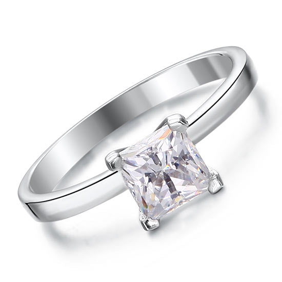 1 Carat Princess Simulated Diamond Engagement Sterling 925 Silver Ring XFR8025