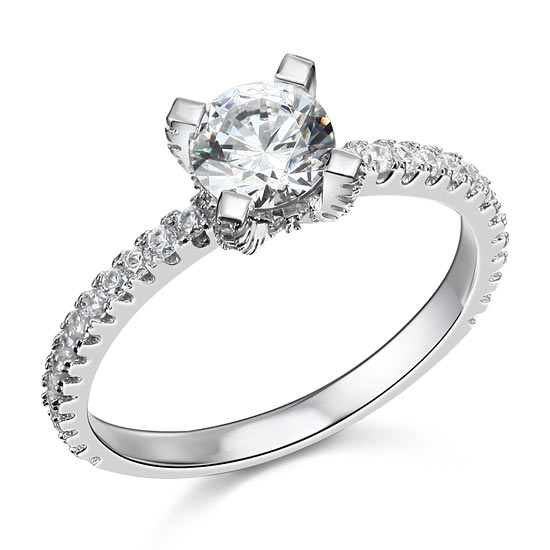1 Carat Simulated Diamond Engagement Sterling 925 Silver Ring XFR8026