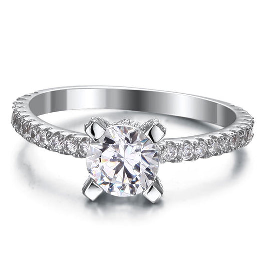 1 Carat Simulated Diamond Engagement Sterling 925 Silver Ring XFR8026
