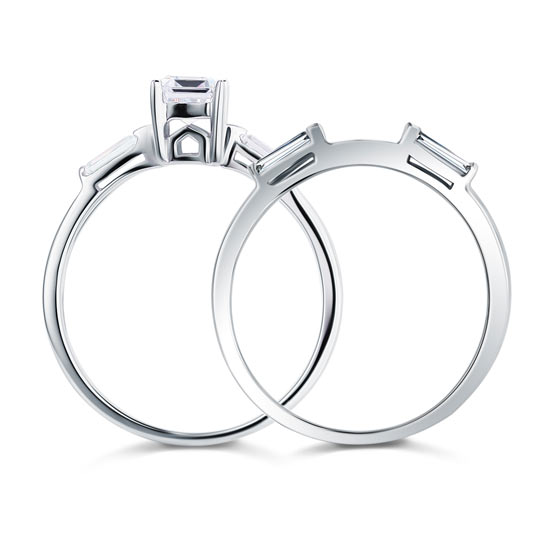 2-Pcs Wedding Band Engagement Ring Set XFR8029