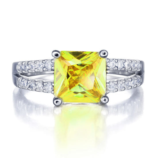 Yellow Canary Color 2 Carat Simulated Diamond Sterling Silver 925 Ring XFR8033