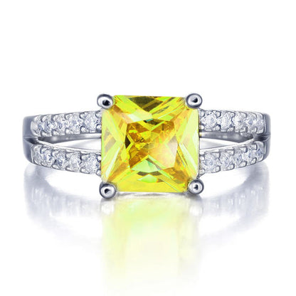 Yellow Canary Color 2 Carat Simulated Diamond Sterling Silver 925 Ring XFR8033