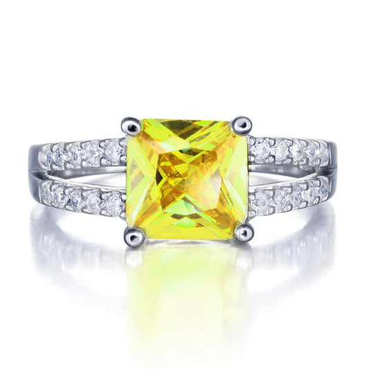 Yellow Canary Color 2 Carat Simulated Diamond Sterling Silver 925 Ring XFR8033