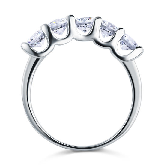 1.25 Carat Five Stone Simulated Diamond Solid Sterling 925 Silver Bridal Ring XFR8039