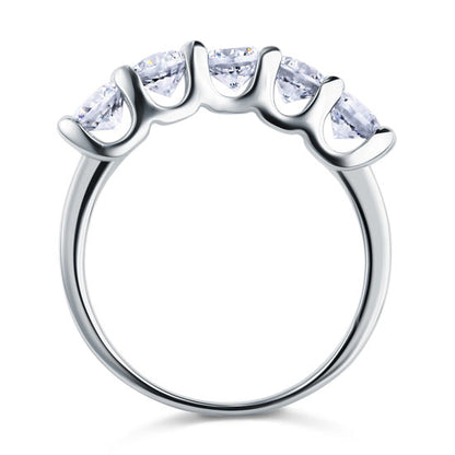 1.25 Carat Five Stone Simulated Diamond Solid Sterling 925 Silver Bridal Ring XFR8039