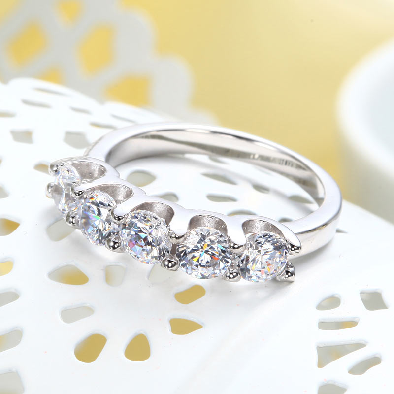 1.25 Carat Five Stone Simulated Diamond Solid Sterling 925 Silver Bridal Ring XFR8039