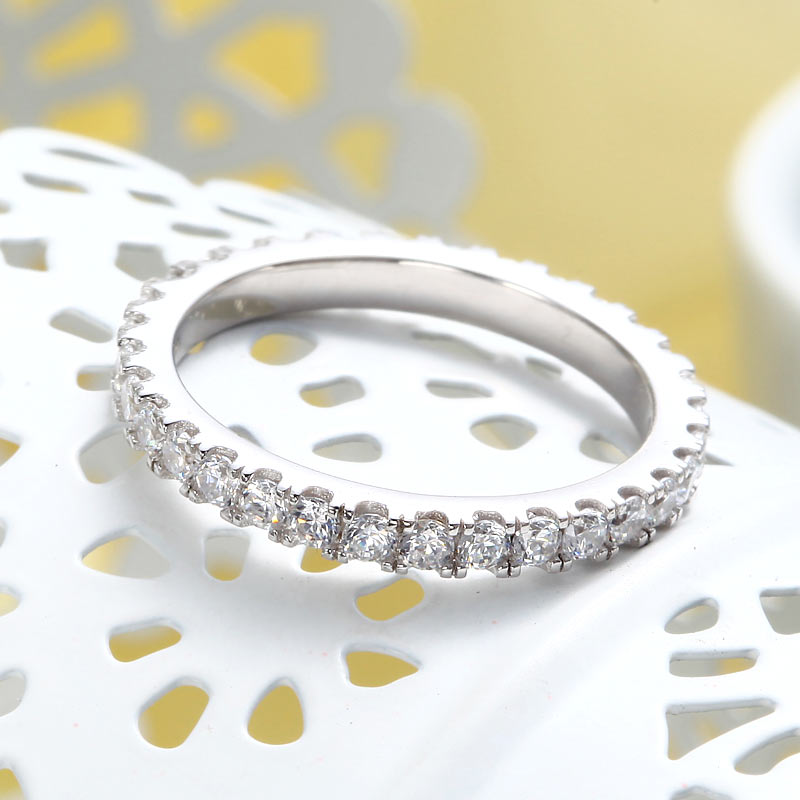 Eternity Ring Simulated Diamond Solid Sterling 925 Silver Wedding Band XFR8045