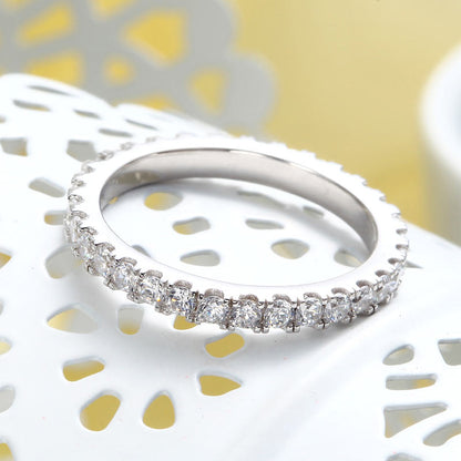 Eternity Ring Simulated Diamond Solid Sterling 925 Silver Wedding Band XFR8045
