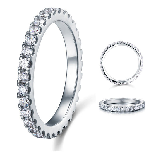 Eternity Ring Simulated Diamond Solid Sterling 925 Silver Wedding Band XFR8045