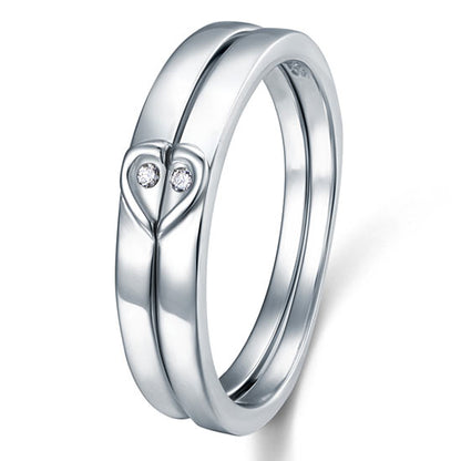 Heart Simulated Diamond 2-Pc Solid Sterling 925 Silver Wedding Ring Set XFR8048