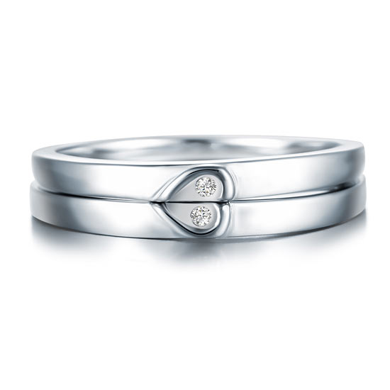 Heart Simulated Diamond 2-Pc Solid Sterling 925 Silver Wedding Ring Set XFR8048