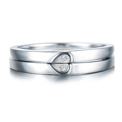 Heart Simulated Diamond 2-Pc Solid Sterling 925 Silver Wedding Ring Set XFR8048