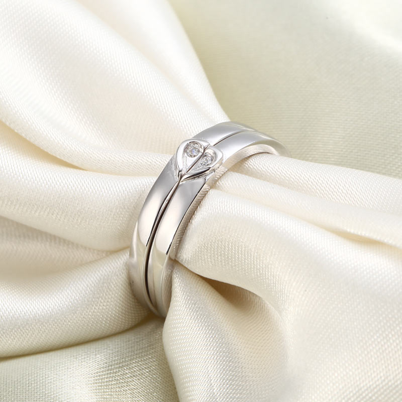 Heart Simulated Diamond 2-Pc Solid Sterling 925 Silver Wedding Ring Set XFR8048