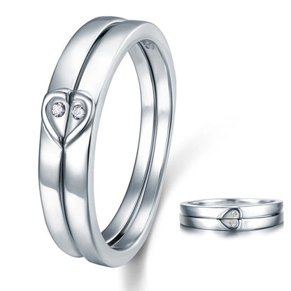 Heart Simulated Diamond 2-Pc Solid Sterling 925 Silver Wedding Ring Set XFR8048