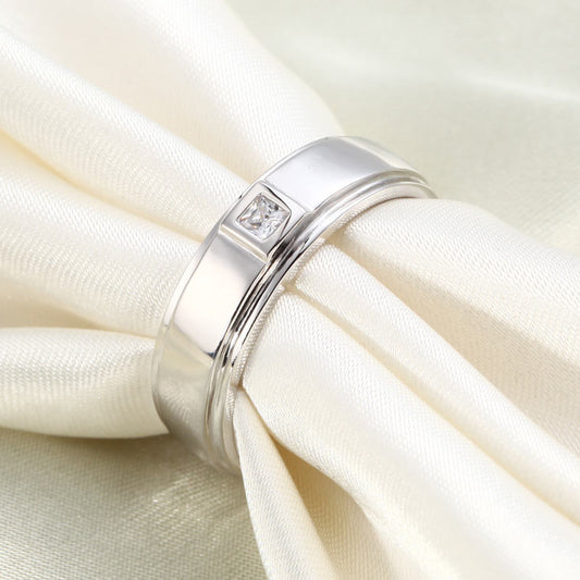Bezel Setting Men's Solid Sterling 925 Silver Ring XFR8051
