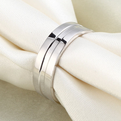High Polished Plain Men's Solid Sterling 925 Silver Wedding Band Ring XFR8058
