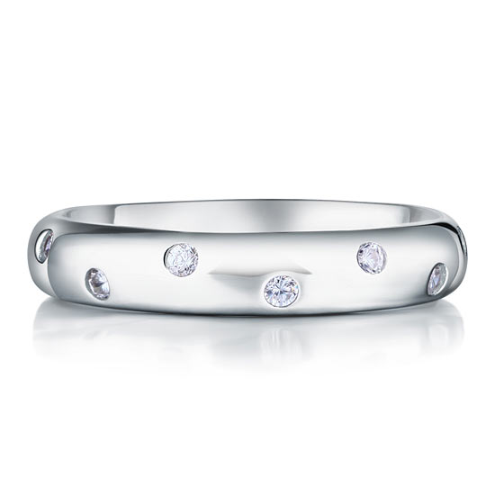 Simulated Diamond Wedding Band Solid Sterling 925 Silver Ring XFR8060