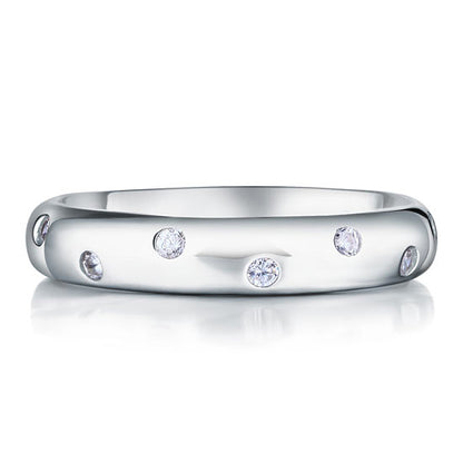 Simulated Diamond Wedding Band Solid Sterling 925 Silver Ring XFR8060