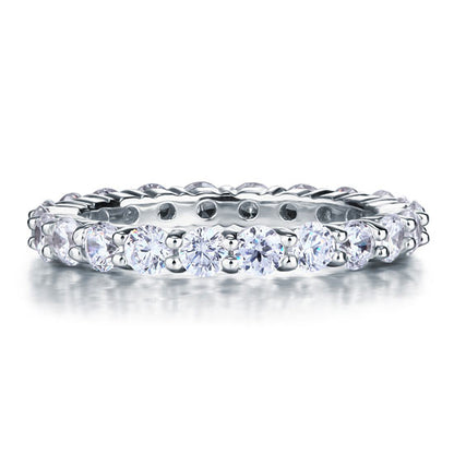 Solid 925 Sterling Silver Wedding Band Eternity Stacking Ring Jewelry Round Cut XFR8061