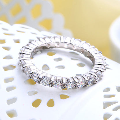 Solid 925 Sterling Silver Wedding Band Eternity Stacking Ring Jewelry Round Cut XFR8061